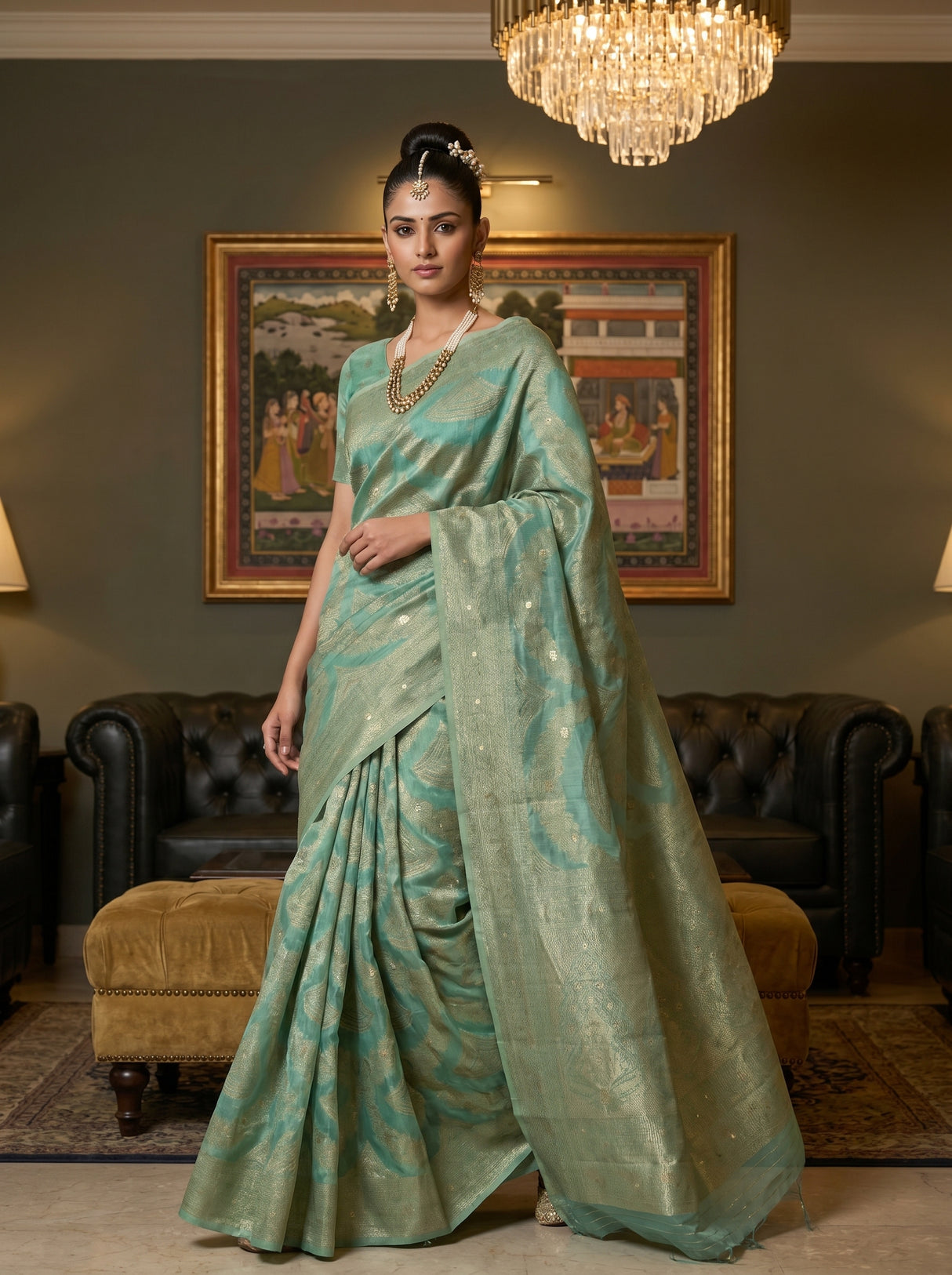 MIMOSA Rama Banarasi Art Silk Saree — pose 7 styling detail