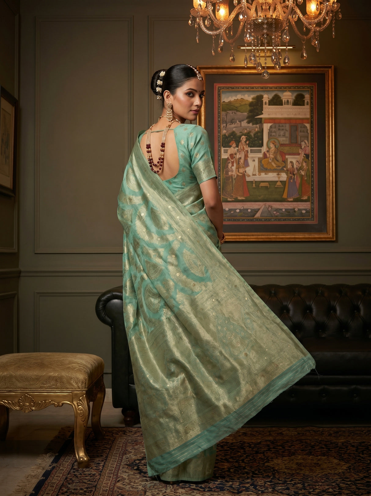 MIMOSA Rama Banarasi Art Silk Saree — pose 9 styling detail
