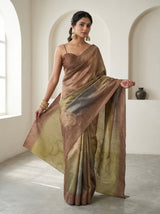 MIMOSA Chikoo Banarasi Art Silk Saree — pose 6 styling detail