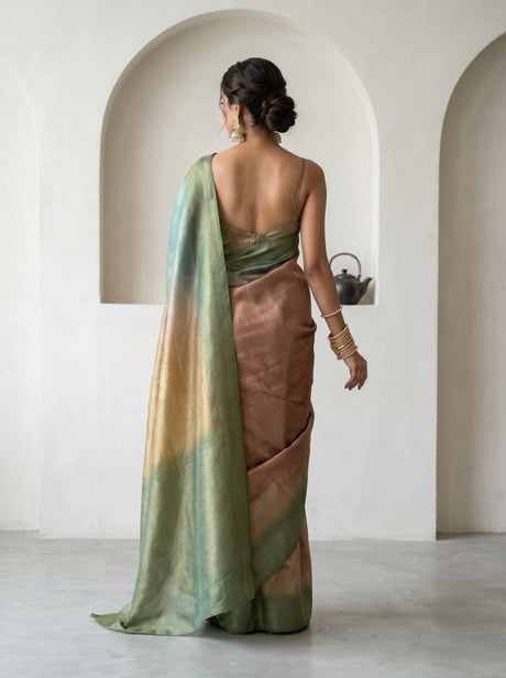 MIMOSA Green Banarasi Art Silk Saree — Blouse fabric detail