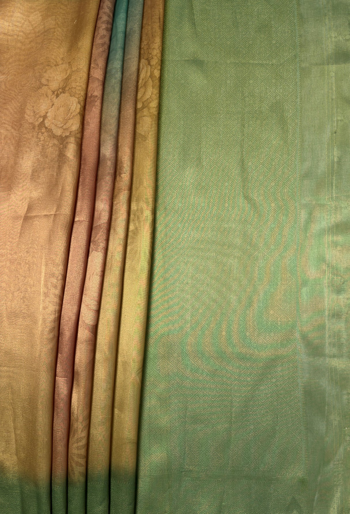 MIMOSA Green Banarasi Art Silk Saree — pallu and zari work detail