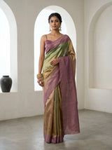 MIMOSA Pink Banarasi Art Silk Saree — Mannequin front view