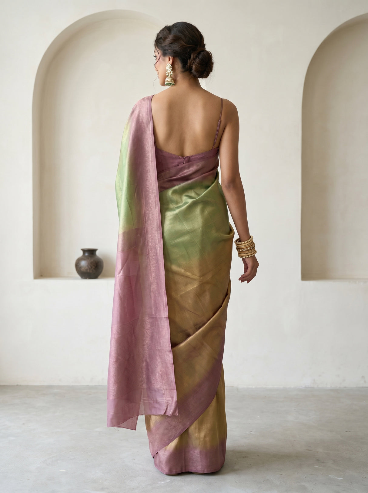 MIMOSA Pink Banarasi Art Silk Saree — Blouse fabric detail