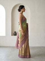 MIMOSA Pink Banarasi Art Silk Saree — Model standing pose