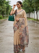 MIMOSA Chikoo Banarasi Art Silk Saree — pose 4 styling detail