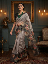 MIMOSA Grey Banarasi Art Silk Saree — pose 7 styling detail