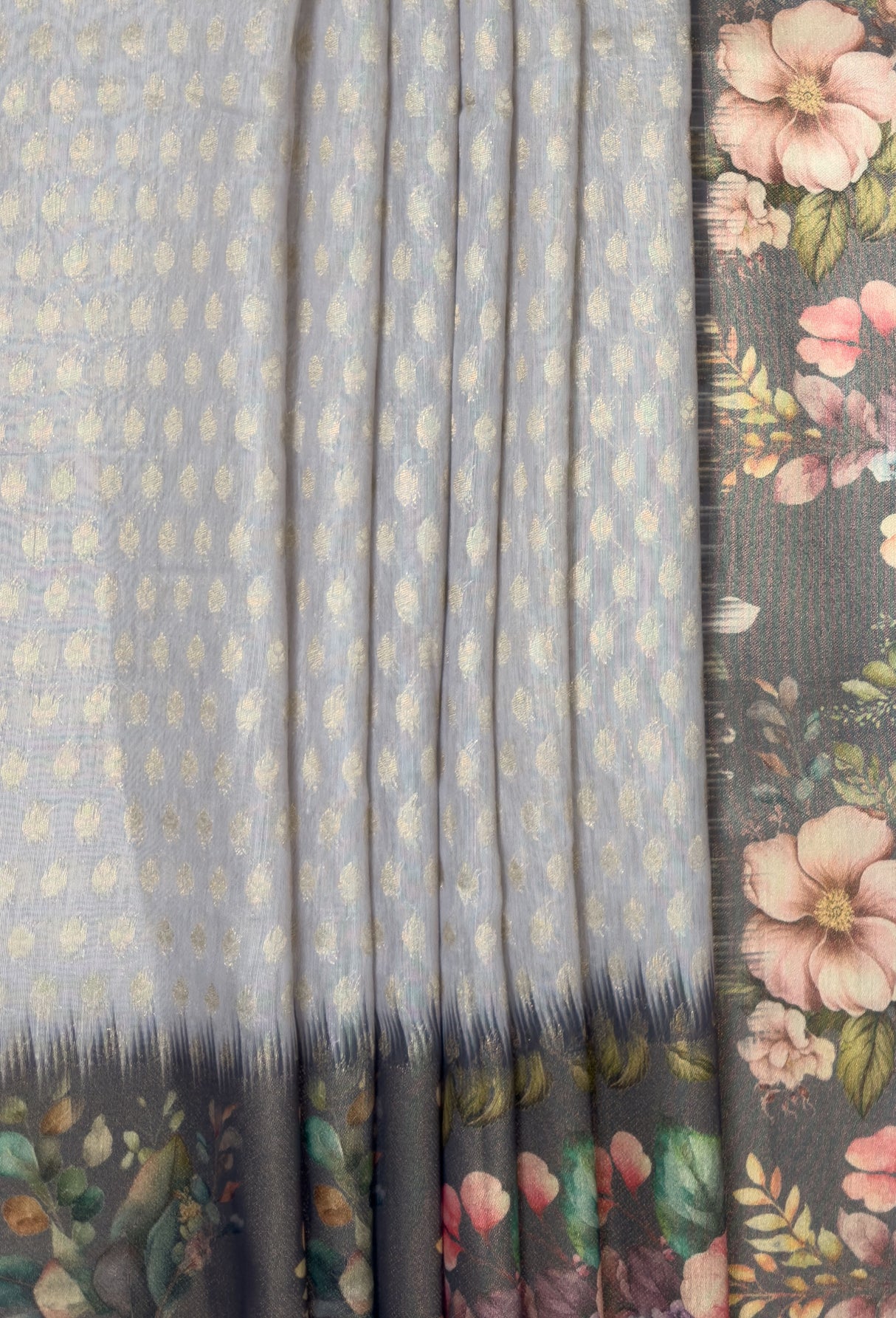 MIMOSA Grey Banarasi Art Silk Saree — fleets shot full lifestyle