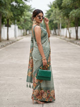 MIMOSA Pista Banarasi Art Silk Saree — pose 8 styling detail