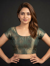 MIMOSA Pista Banarasi Art Silk Saree — blouse close-up