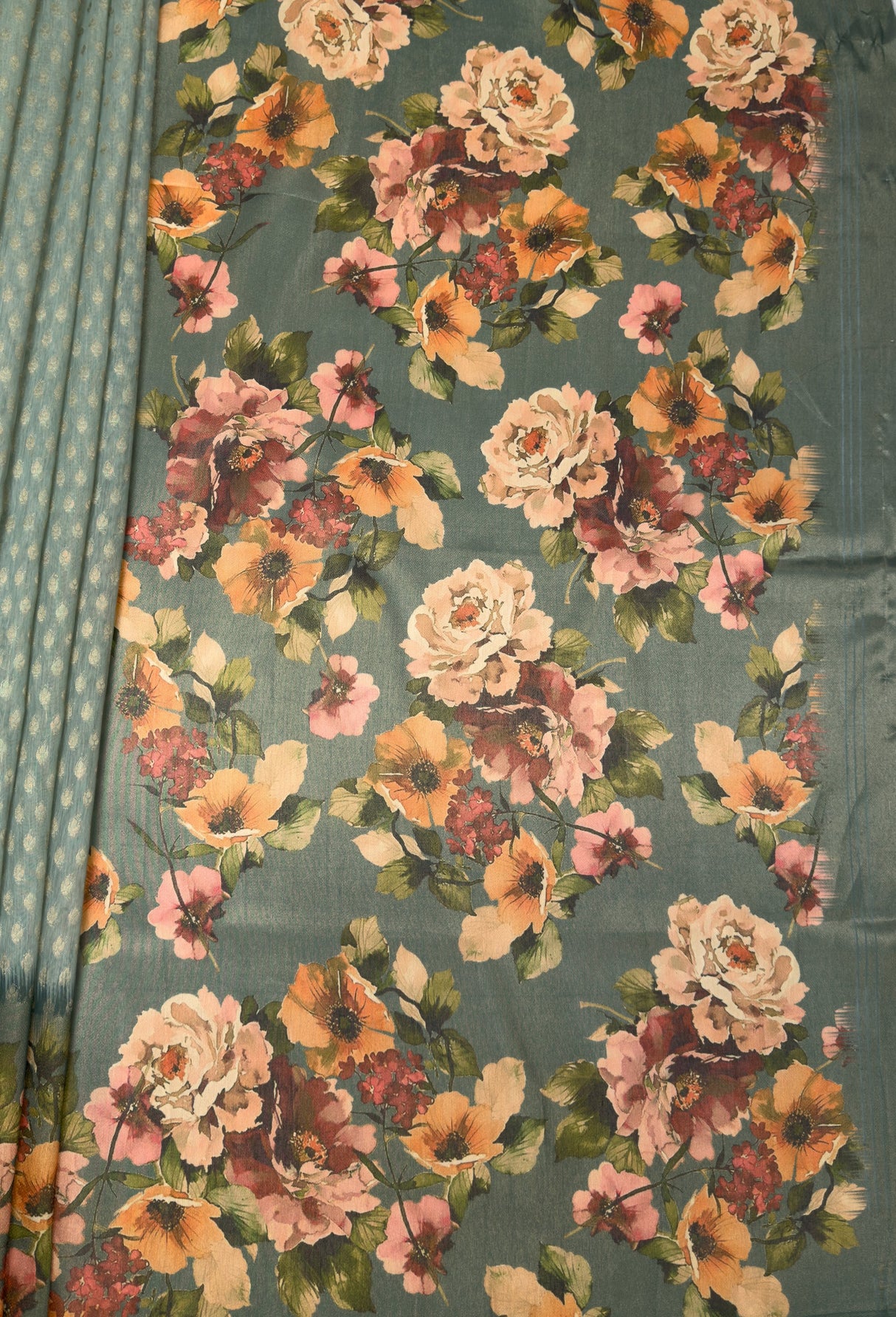 MIMOSA Pista Banarasi Art Silk Saree — pallu and zari work detail
