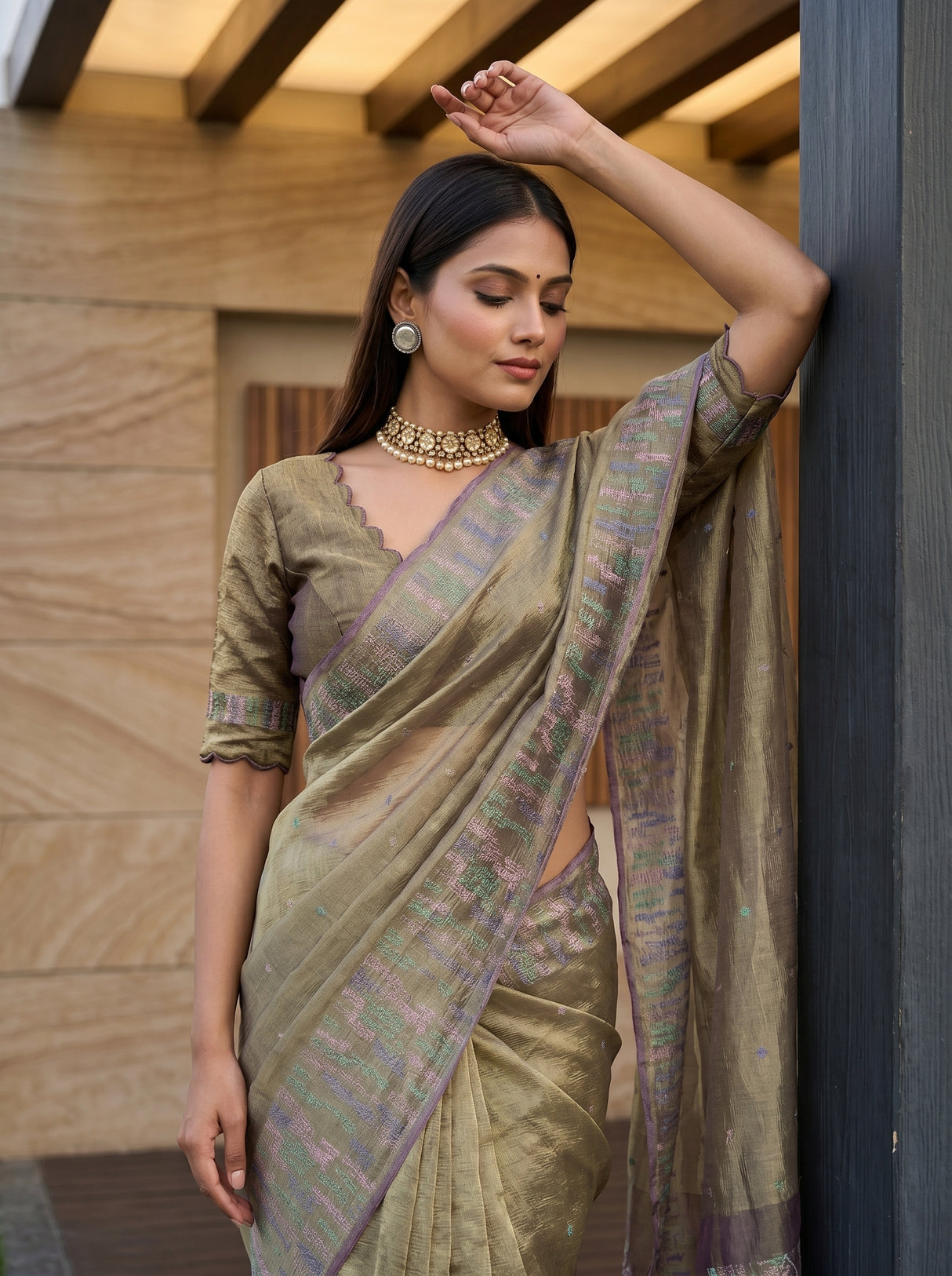 MIMOSA Magenta Saree Saree — pose 10 styling detail