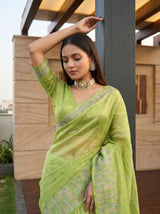 MIMOSA Olive Saree Saree — pose 10 styling detail