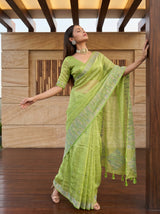 MIMOSA Olive Saree Saree — pose 5 styling detail