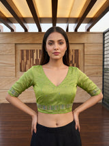 MIMOSA Olive Saree Saree — blouse close-up