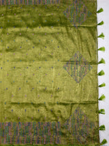 MIMOSA Olive Saree Saree — pallu and zari work detail