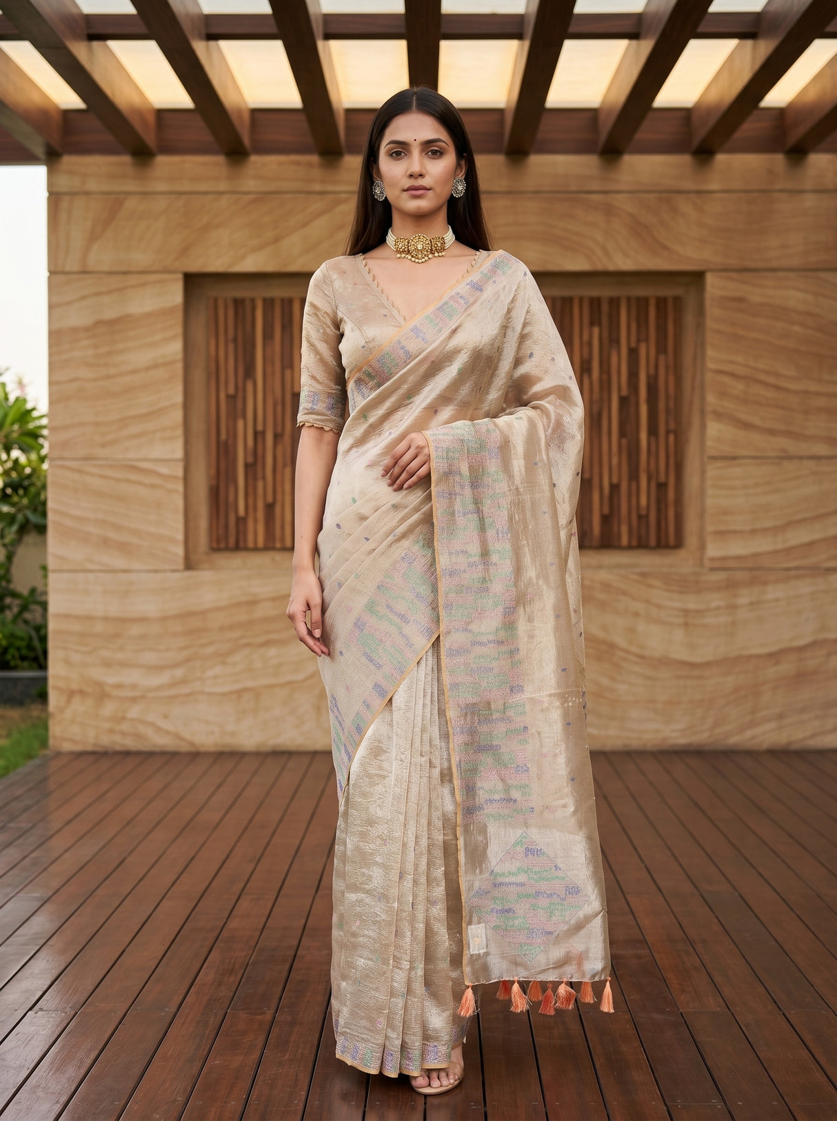 Peach  Saree