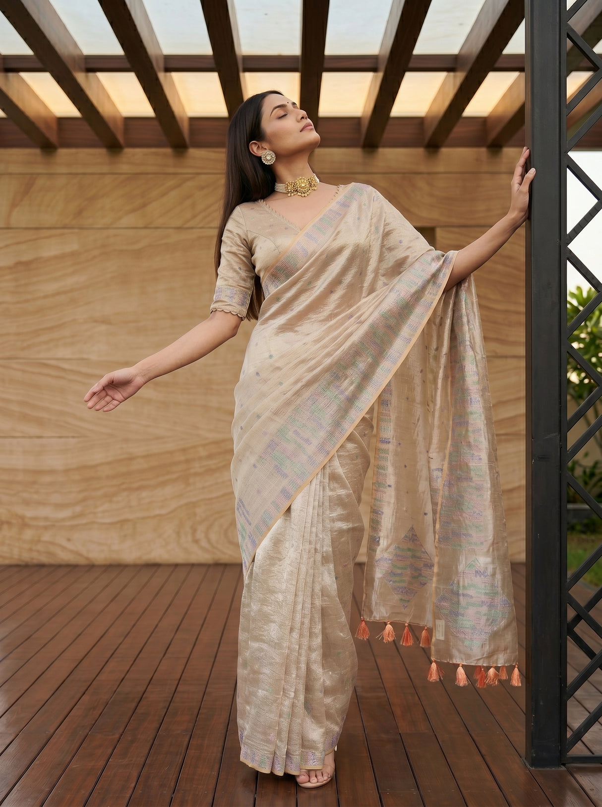 MIMOSA Peach Saree Saree — pose 5 styling detail