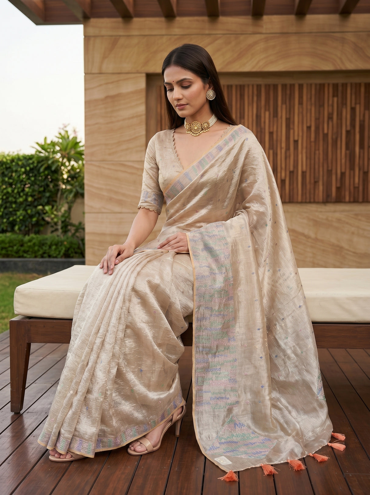 MIMOSA Peach Saree Saree — pose 8 styling detail