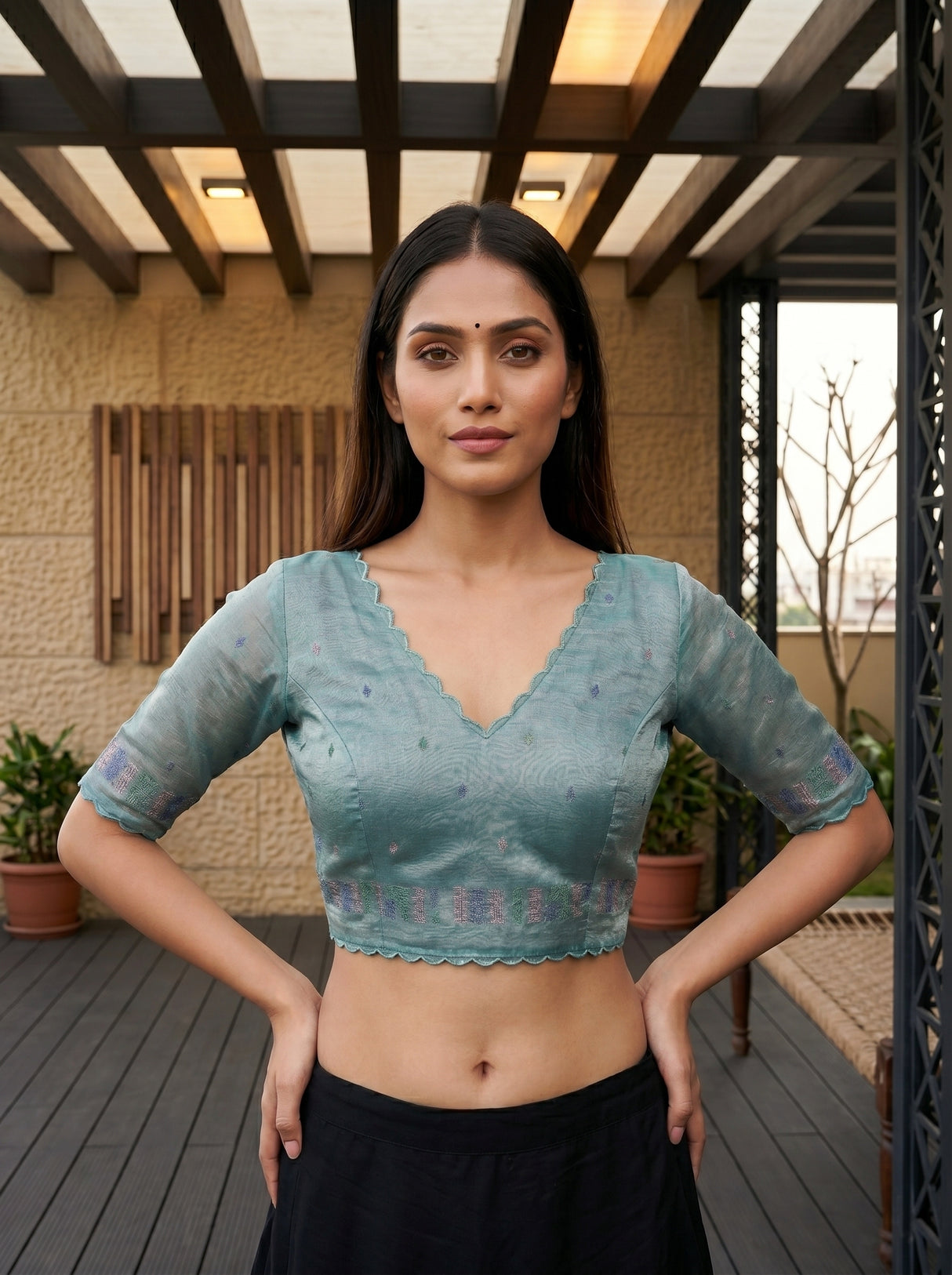 MIMOSA Sapphire Saree Saree — blouse close-up