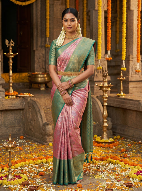 MIMOSA Gajari Kanjivaram Art Silk Saree — Draped Mannequin View