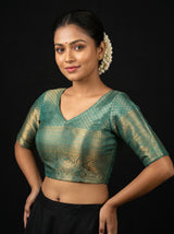 MIMOSA Gajari Kanjivaram Art Silk Saree — blouse close-up