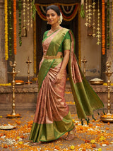 MIMOSA Maroon Kanjivaram Art Silk Saree — Draped Mannequin View