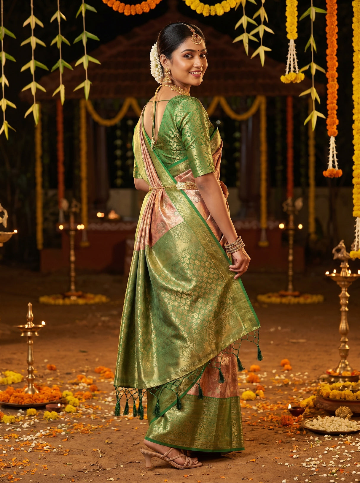 MIMOSA Maroon Kanjivaram Art Silk Saree — pose 9 styling detail