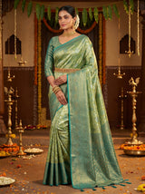MIMOSA Olive Kanjivaram Art Silk Saree — pose 5 styling detail