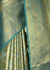 MIMOSA Olive Kanjivaram Art Silk Saree — fleets shot full lifestyle