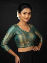 MIMOSA Orange Kanjivaram Art Silk Saree — blouse close-up