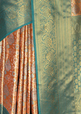 MIMOSA Orange Kanjivaram Art Silk Saree — fleets shot full lifestyle