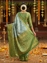 MIMOSA Saffire Kanjivaram Art Silk Saree — Unstitched Blouse Fabric