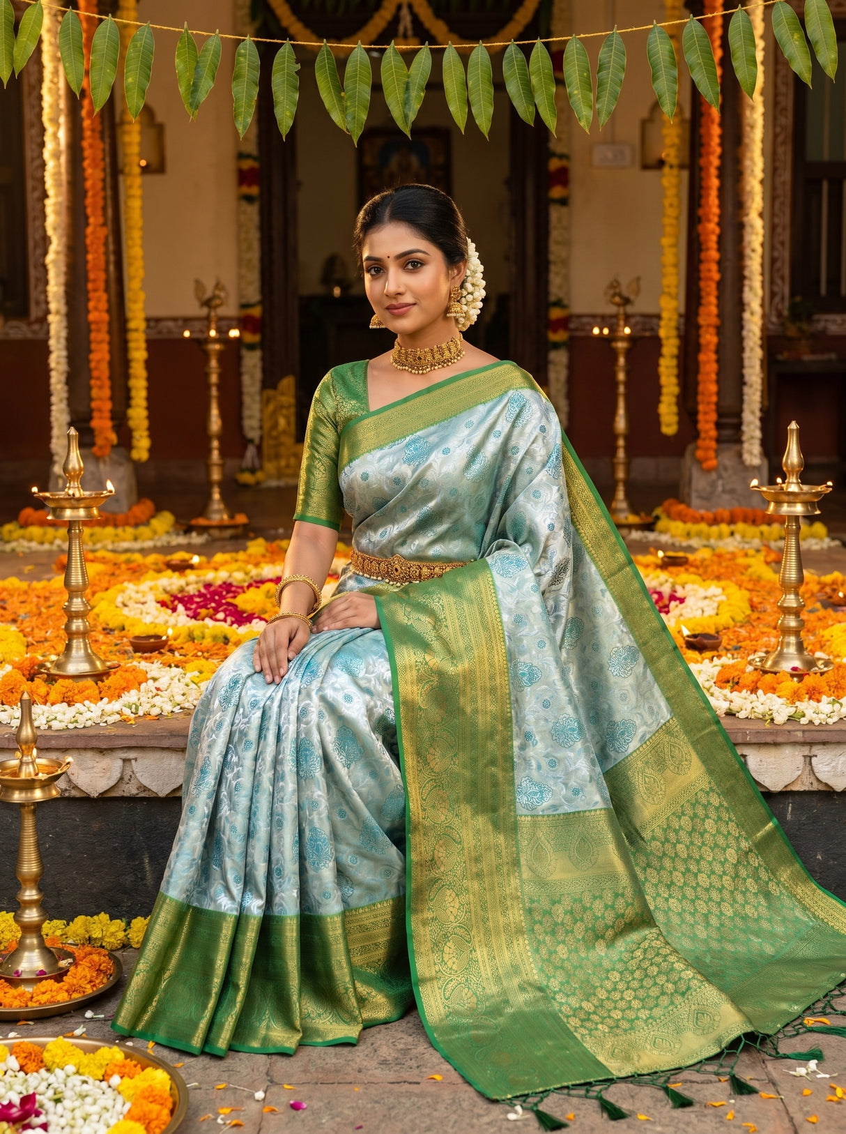 MIMOSA Saffire Kanjivaram Art Silk Saree — pose 8 styling detail