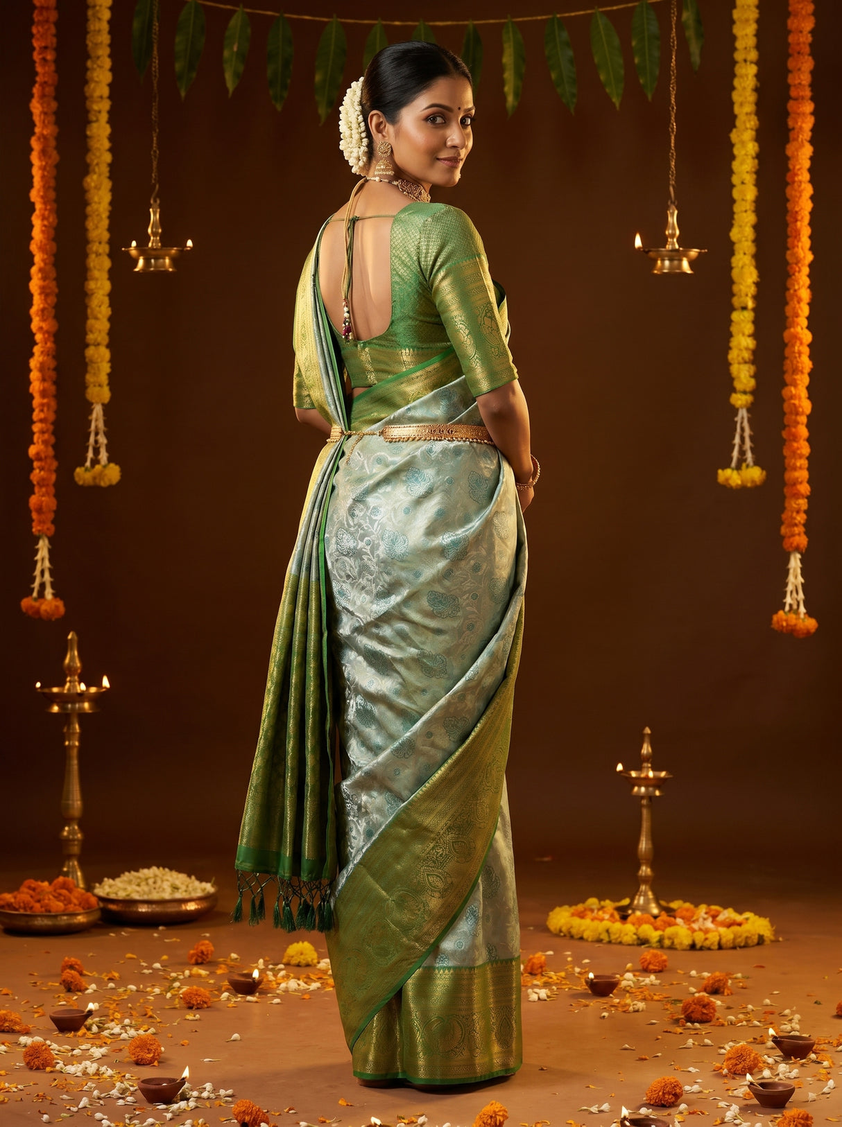 MIMOSA Saffire Kanjivaram Art Silk Saree — pose 9 styling detail