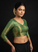 MIMOSA Saffire Kanjivaram Art Silk Saree — blouse close-up