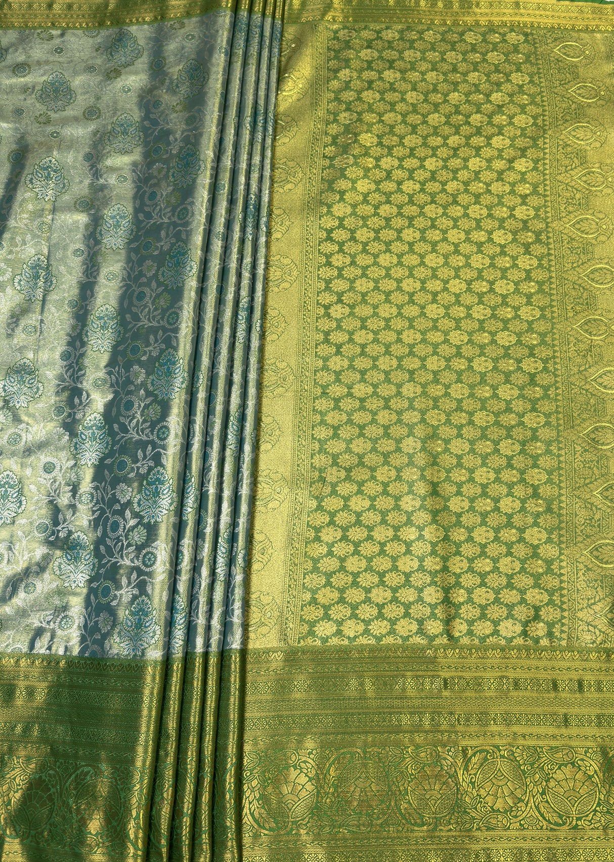 MIMOSA Saffire Kanjivaram Art Silk Saree — pallu and zari work detail