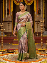 MIMOSA Violet Kanjivaram Art Silk Saree — pose 7 styling detail