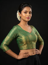 MIMOSA Violet Kanjivaram Art Silk Saree — blouse close-up