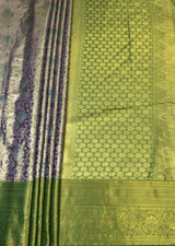 MIMOSA Violet Kanjivaram Art Silk Saree — pallu and zari work detail