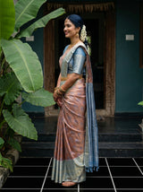 MIMOSA Chocolate Kanjivaram Art Silk Saree — pose 3 styling detail