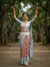 MIMOSA Chocolate Kanjivaram Art Silk Saree — pose 5 styling detail