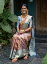 MIMOSA Chocolate Kanjivaram Art Silk Saree — pose 8 styling detail