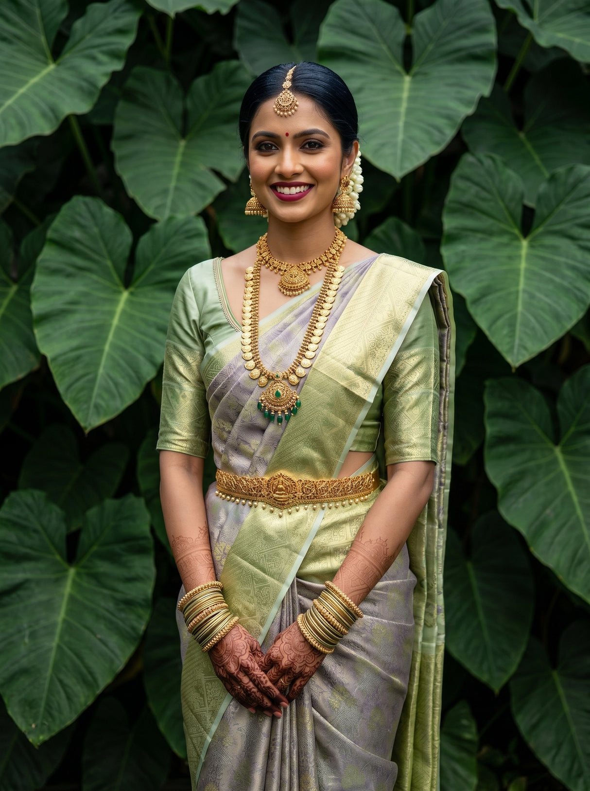 MIMOSA Grey Kanjivaram Art Silk Saree — pose 10 styling detail
