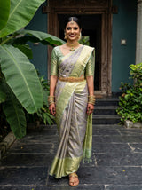 MIMOSA Grey Kanjivaram Art Silk Saree — pose 6 styling detail