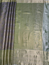 MIMOSA Grey Kanjivaram Art Silk Saree — pallu and zari work detail