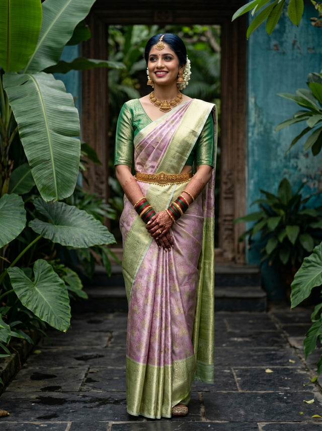 MIMOSA Magenta Kanjivaram Art Silk Saree — Model lifestyle pose