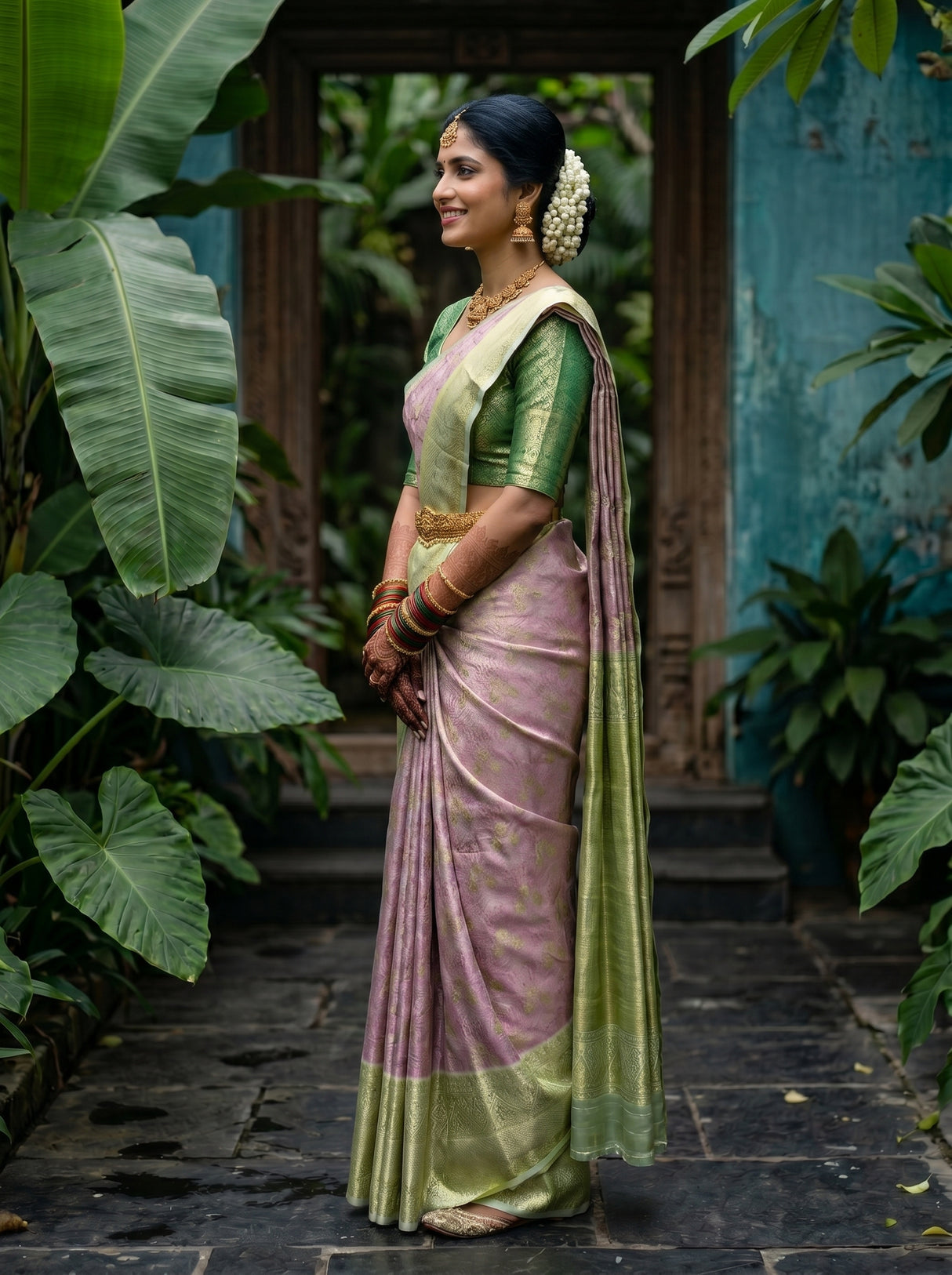MIMOSA Magenta Kanjivaram Art Silk Saree — pose 3 styling detail