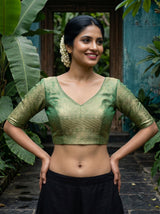 MIMOSA Magenta Kanjivaram Art Silk Saree — blouse close-up