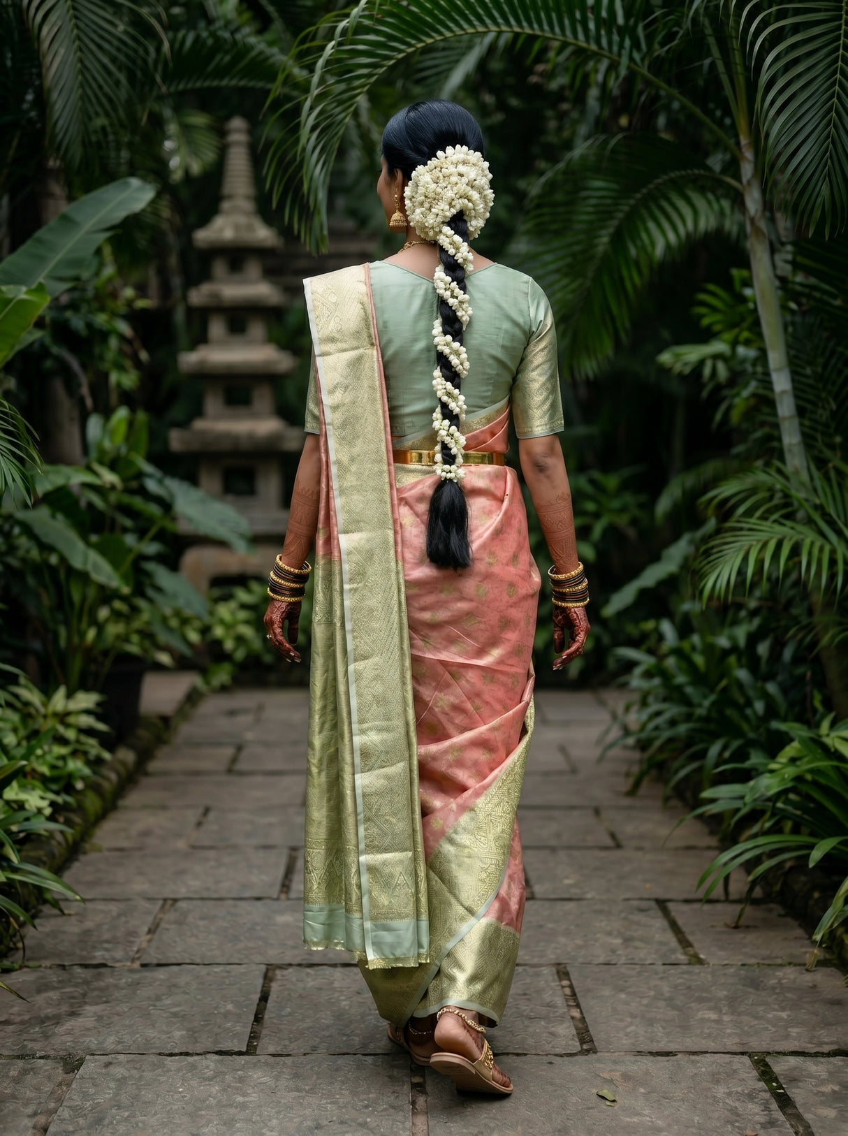 MIMOSA Maroon Kanjivaram Art Silk Saree — pose 2 styling detail