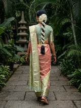 MIMOSA Maroon Kanjivaram Art Silk Saree — pose 2 styling detail